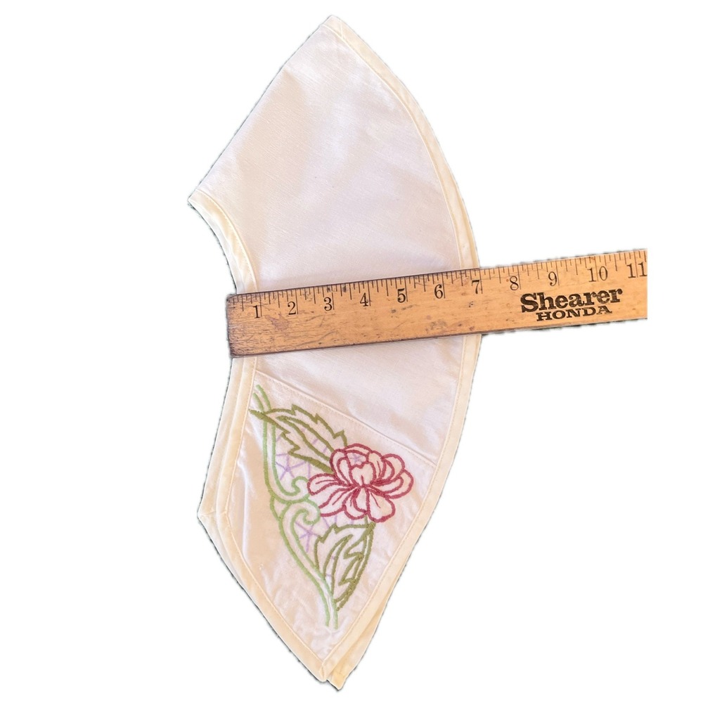 Vintage Hand Embroidered Detachable Collar Cream Pink Floral Cottagecore Rosette - Picture 5 of 5